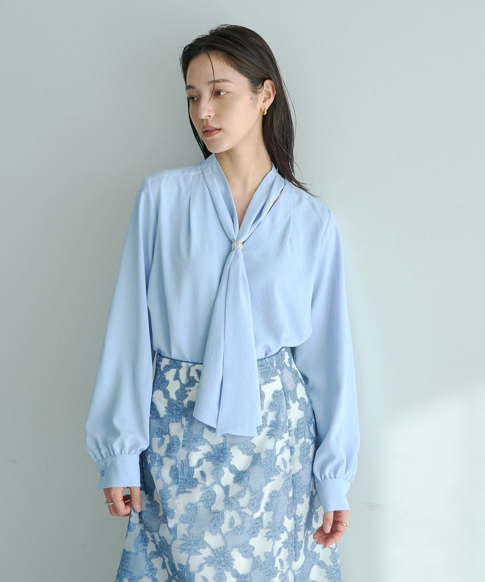 YECCA VECCA スカーフリング付きボウタイブラウス 