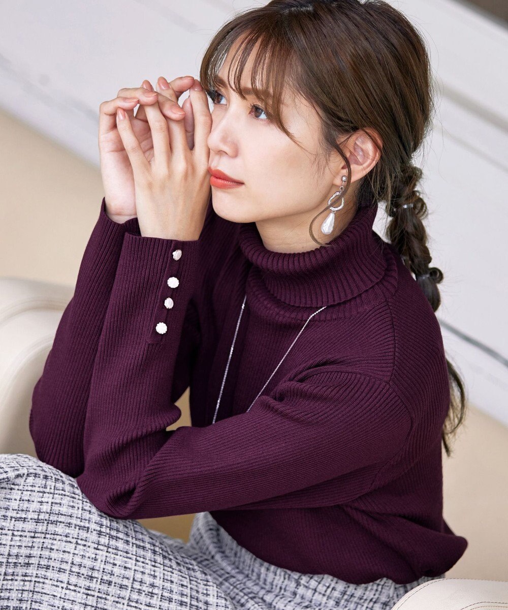 Tiaclasse 【洗える】タートルボタンニットトップス 