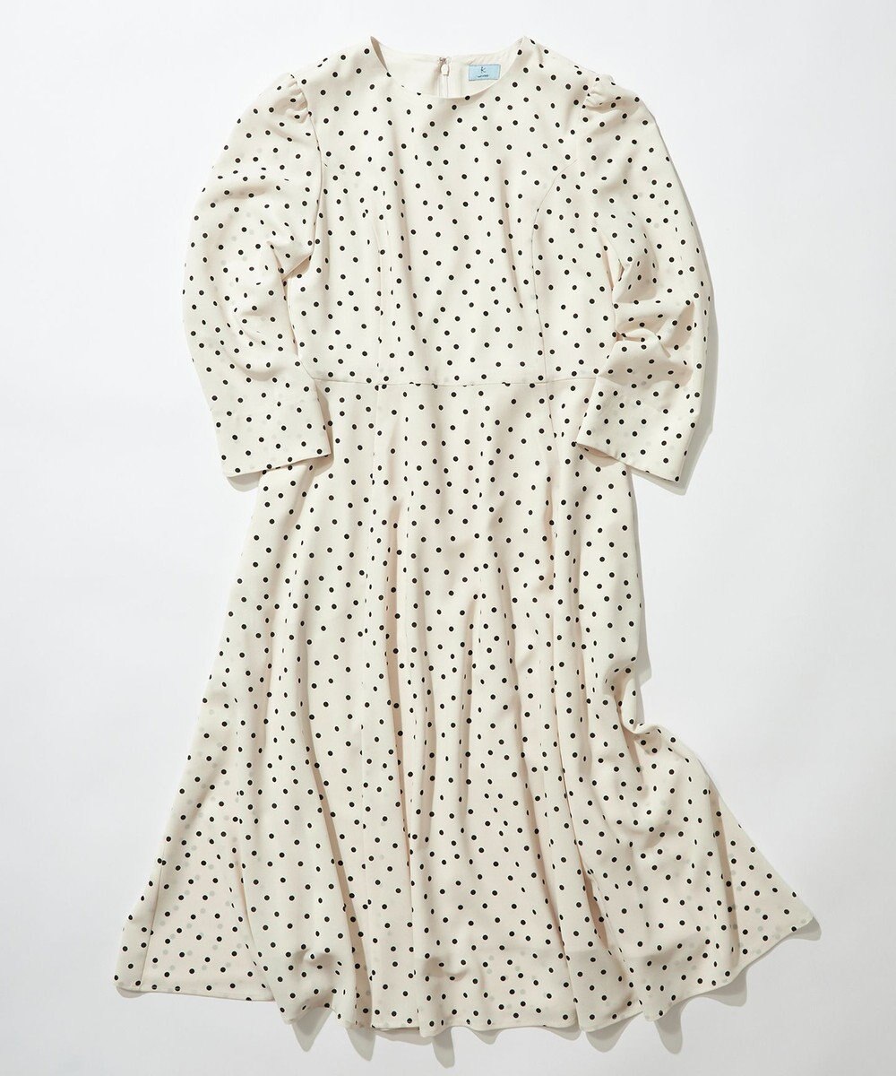 組曲 ドットジョーゼットプリント ワンピース 