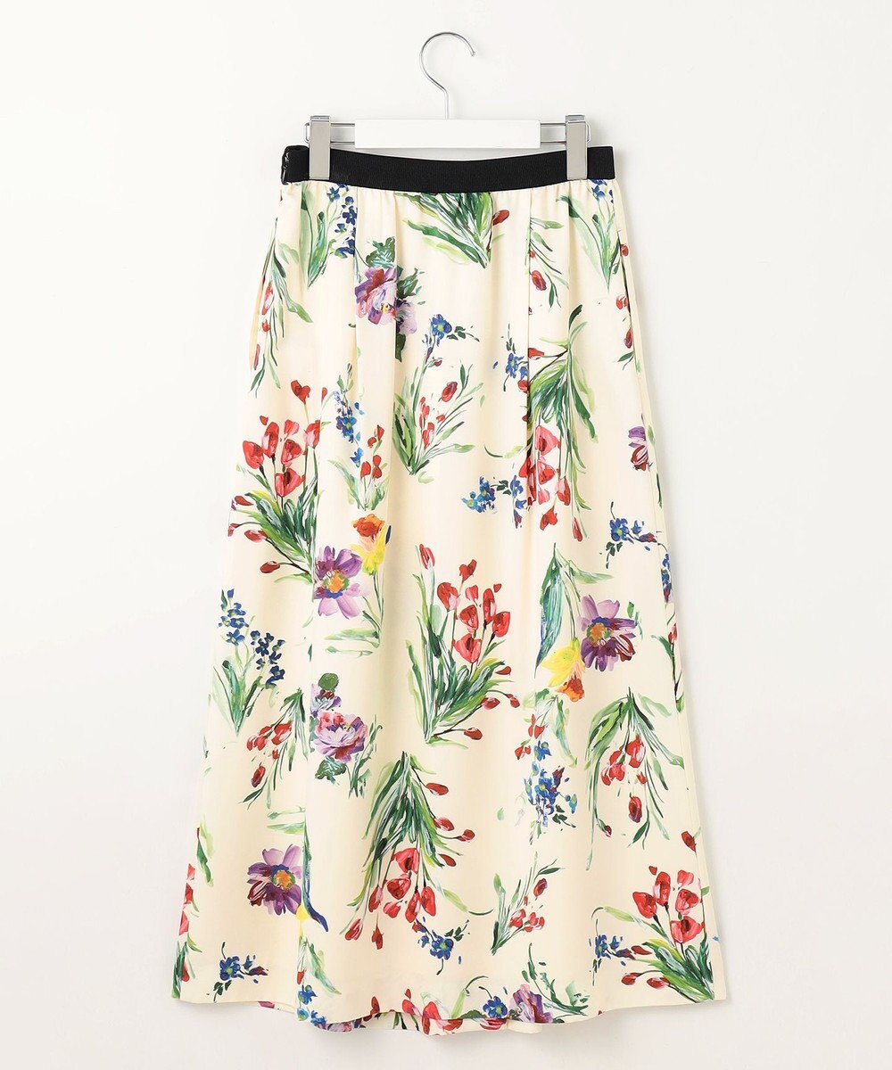 自由区 S 【洗える】ペイントタッチフラワープリント スカート 