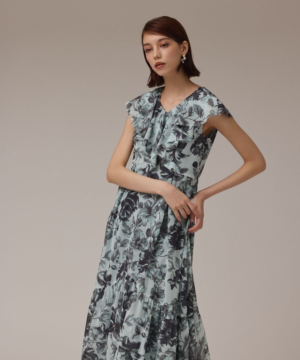 GRACE CONTINENTAL フラワープリントフリルワンピース 