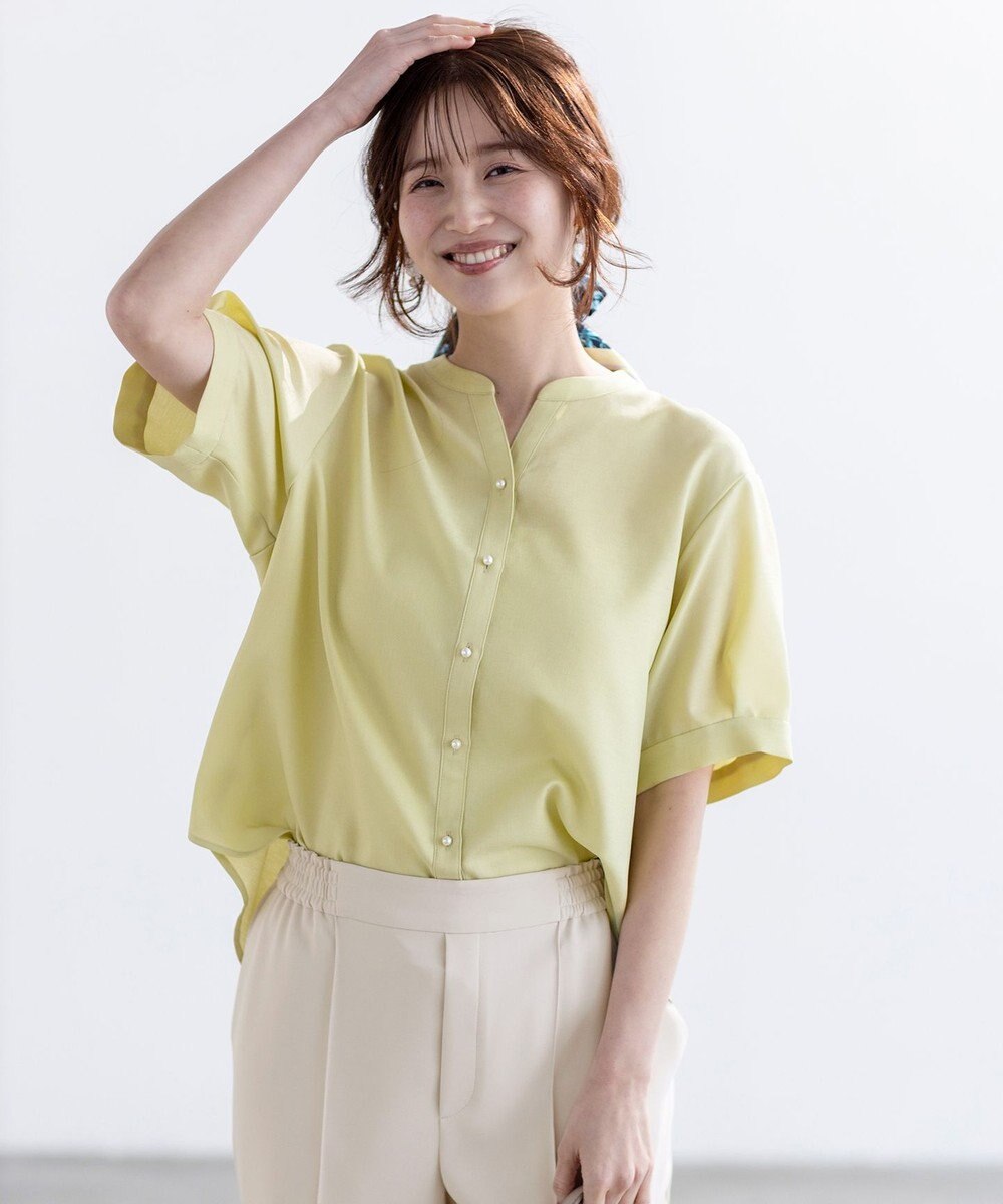 ANY SIS 【接触冷感・UVカット・速乾】スムージーポリエステル 2WAY ブラウス 