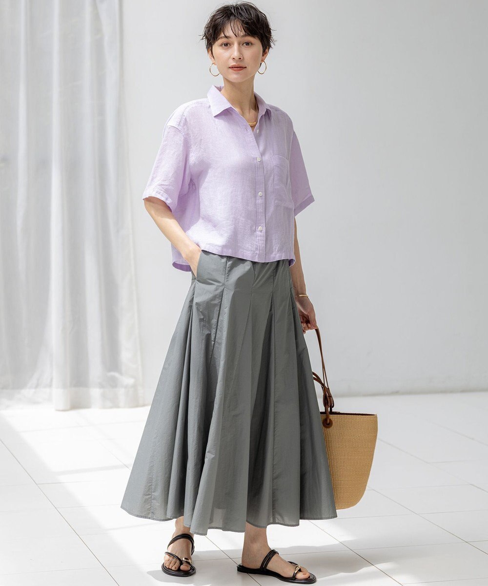 23区 L 【Oggi7月号掲載/洗える】LIBECOリネン クロップド デザイン シャツ 