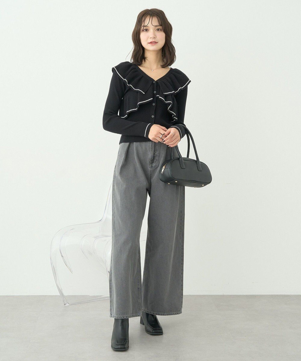 earth music&ecology Ｖネックフリルニットカーディガン 