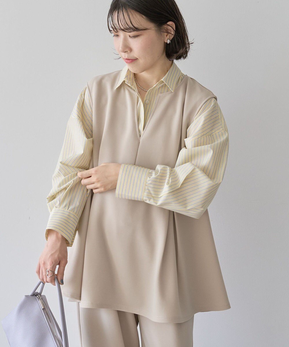 Green Parks 楽ちんリップルペプラムベスト 