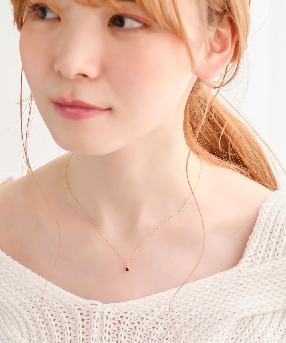 Phoebe 【K10】ジュエルラックネックレス　ガーネット/1月誕生石/天然石/全長:40cm 