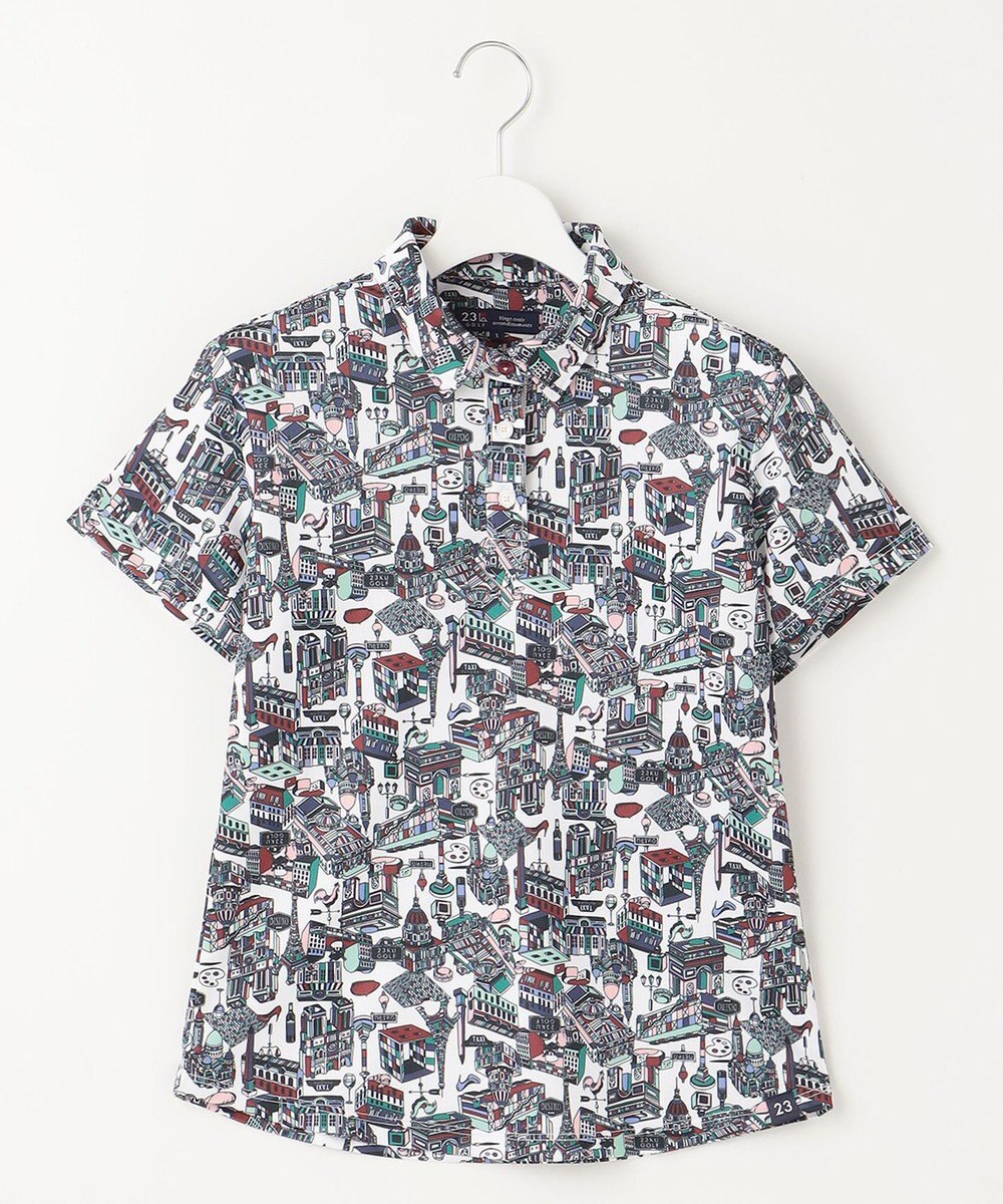 23区GOLF 【WOMEN】【吸水速乾/UVカット】パリマップ総柄ポロシャツ 