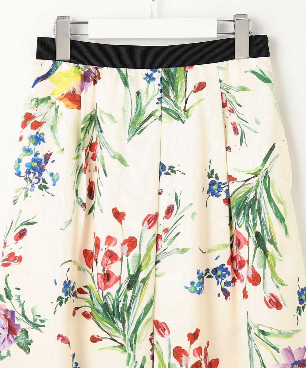 自由区 S 【洗える】ペイントタッチフラワープリント スカート 