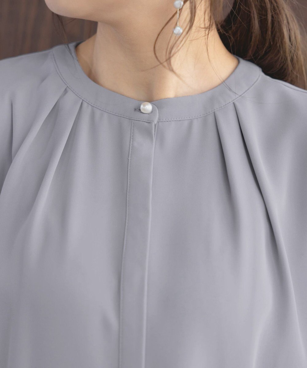 Tiaclasse 【洗える】とろみシャツチュニックブラウス 