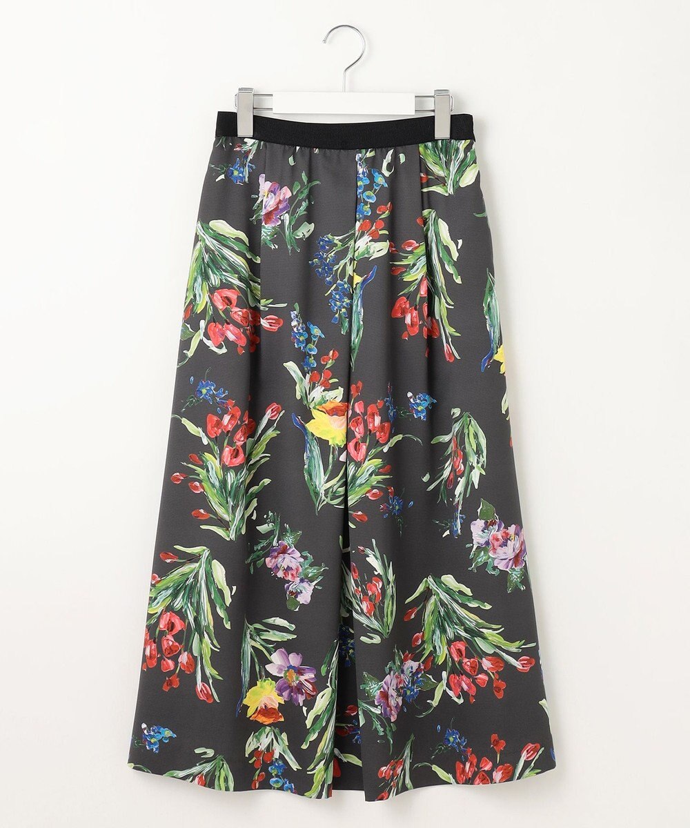 自由区 S 【洗える】ペイントタッチフラワープリント スカート 