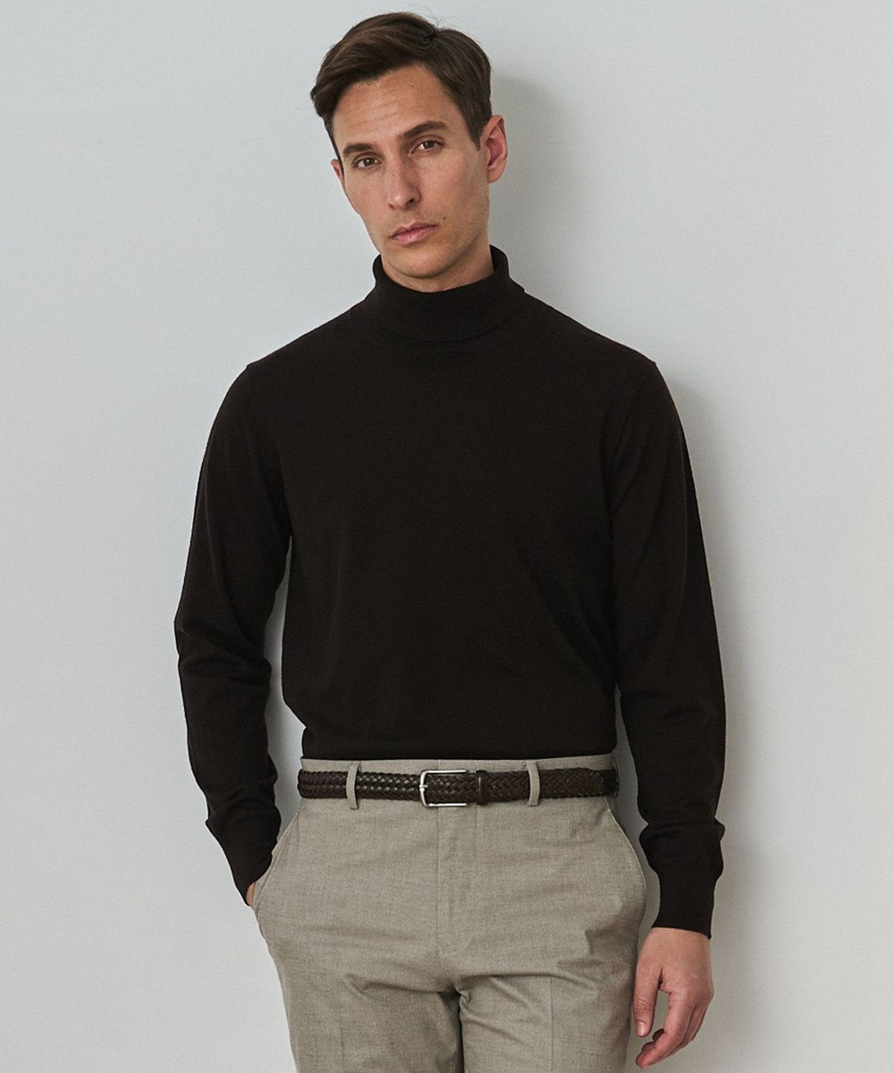 GOTAIRIKU 新色追加【洗える/チクチクしにくい/ピリングしにくい】イタリア糸 ハイゲージ タートルネックニット_WOOL100％ 