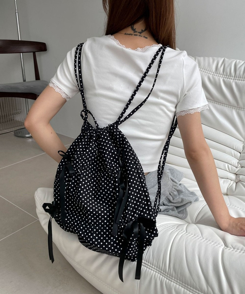 WEGO ドロストリボンギャザーナップサック 