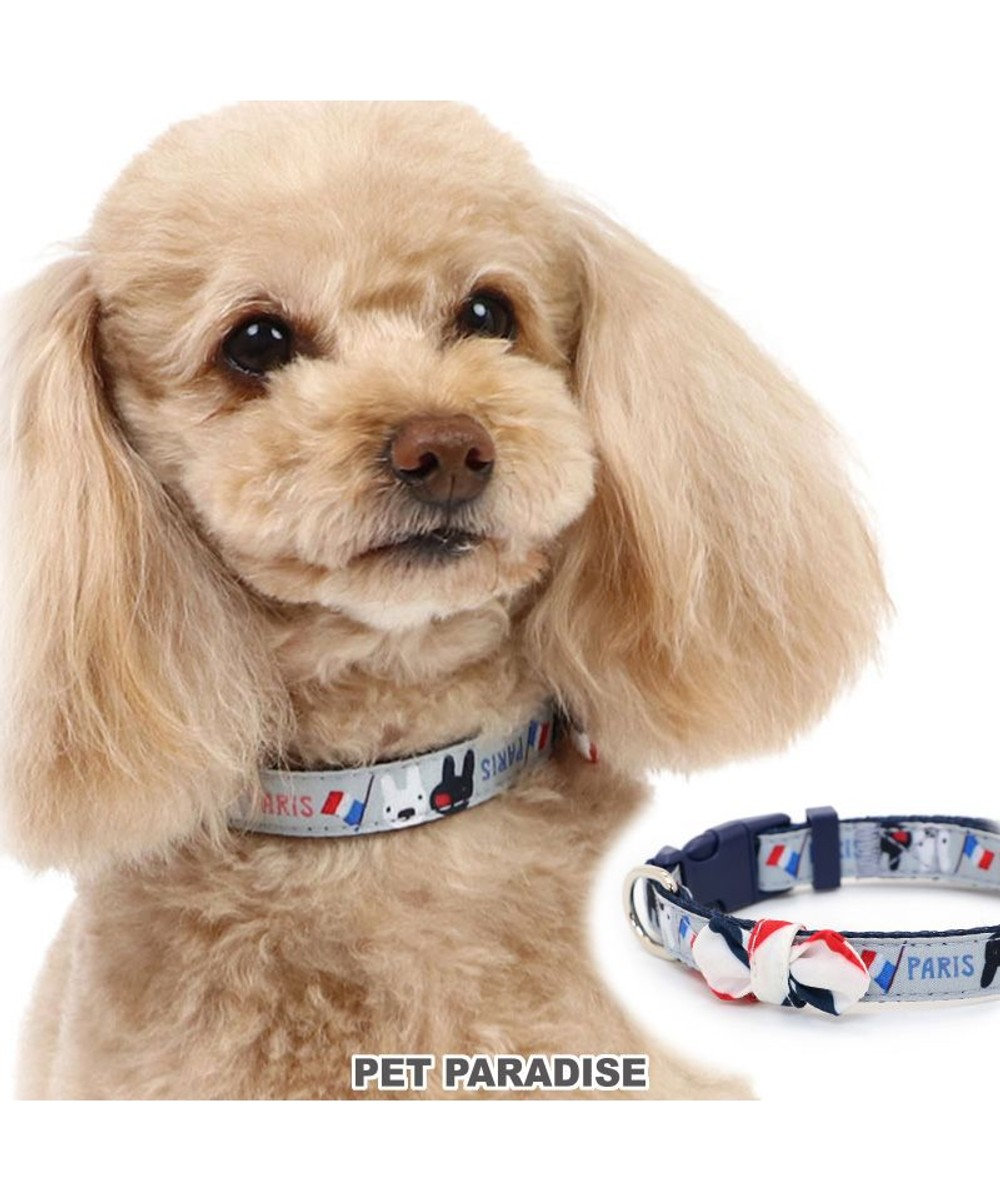 PET PARADISE リサとガスパール リボン付き首輪 《パリ柄》 ３Ｓ 小型犬 グレー