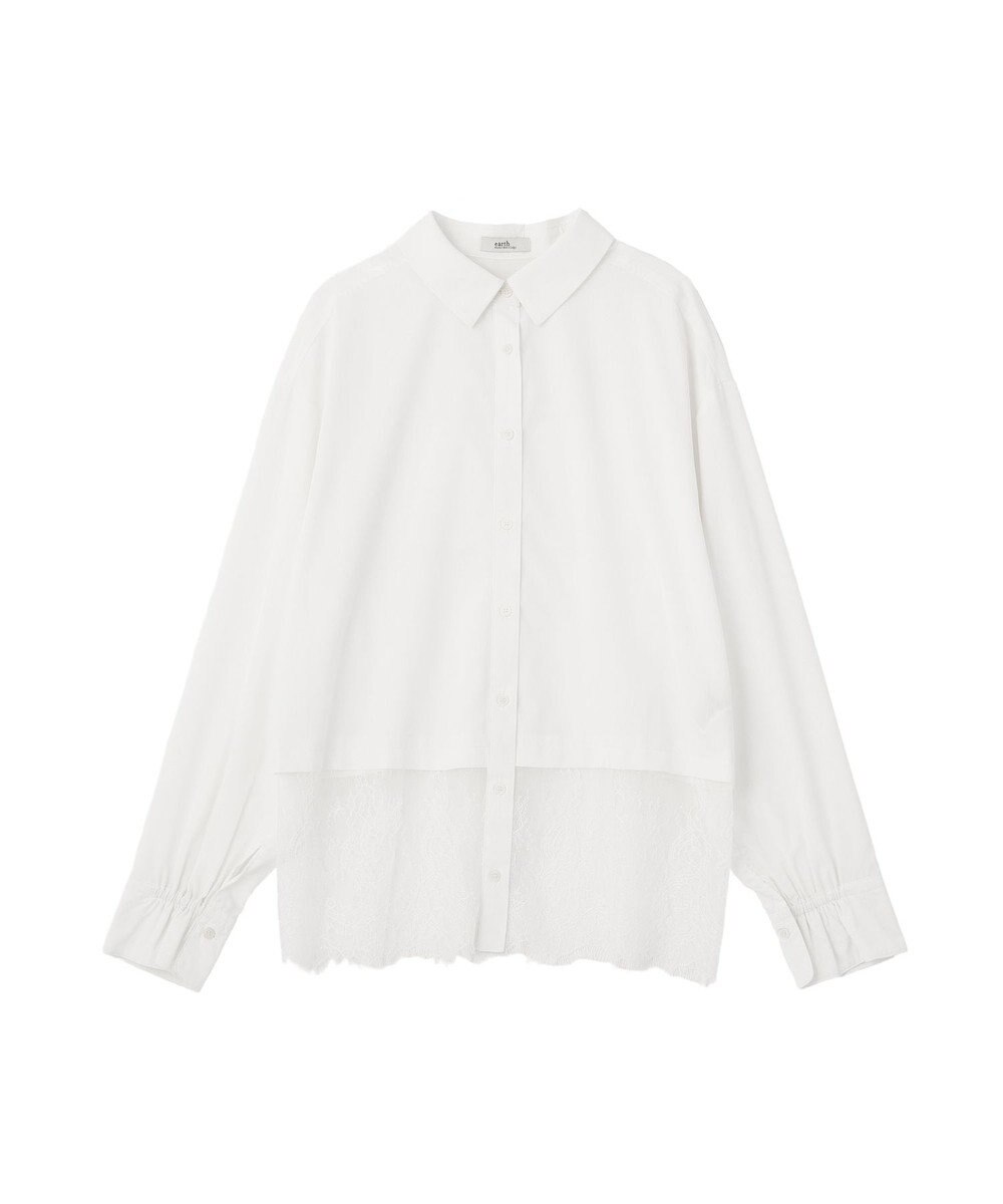 earth music&ecology 【予約】適ON レースヘムシャツ 