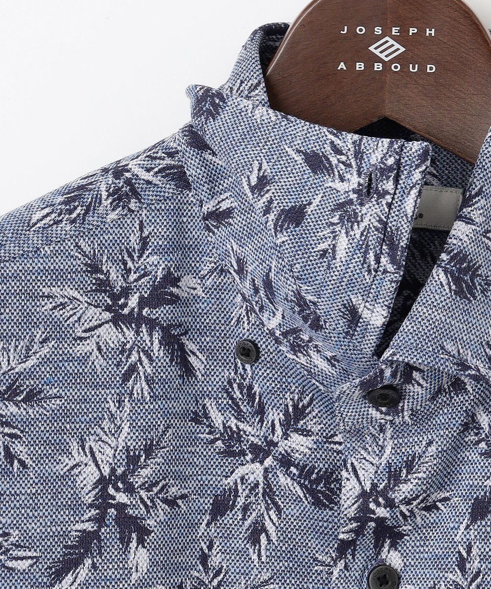 JOSEPH ABBOUD 【吸水速乾/ストレッチ/ノルマンディーリネン】リネンハニカム プリントジャージー シャツ 
