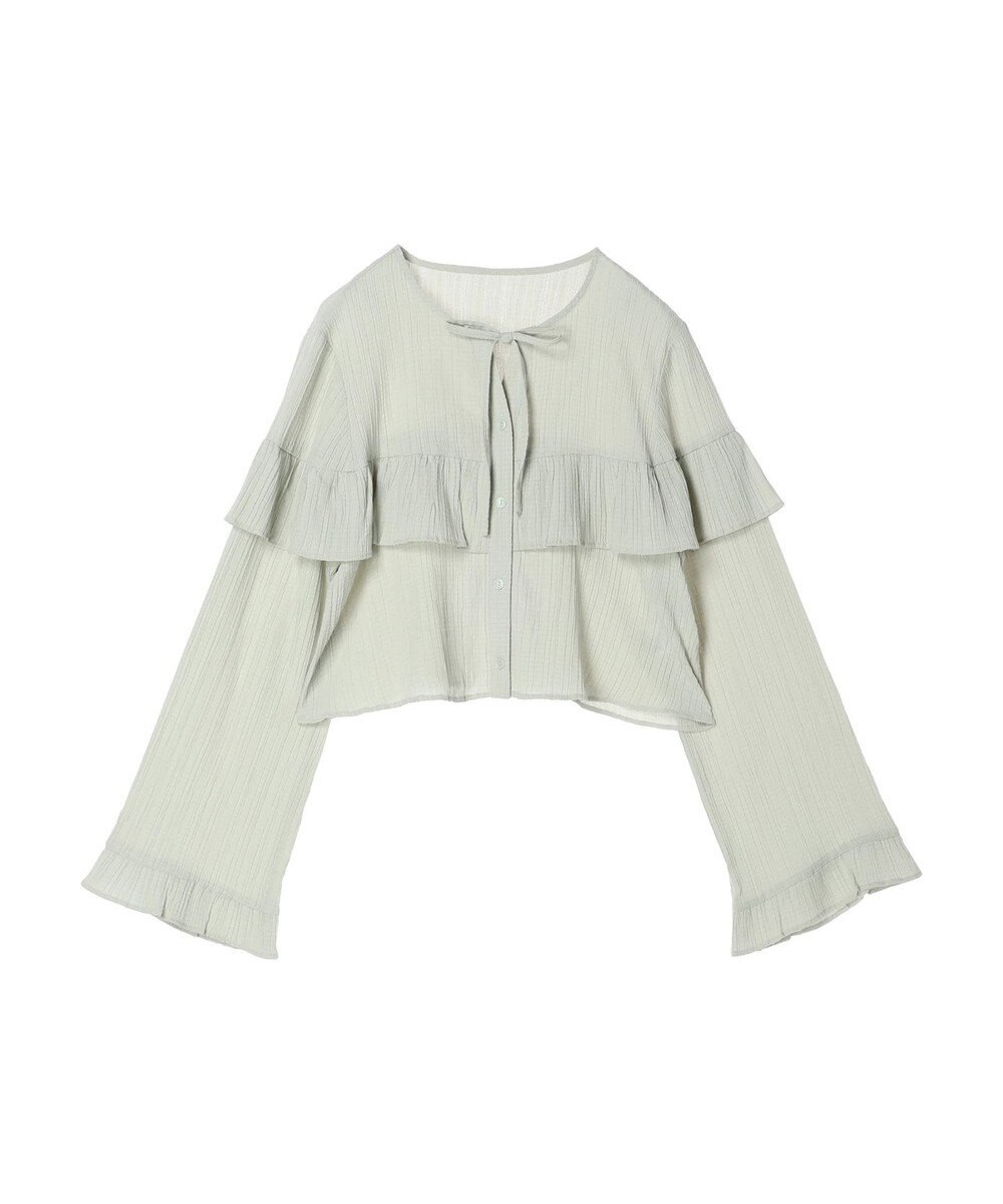 earth music&ecology フリル切替えショートブラウス 