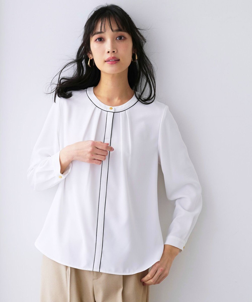 ANY SIS フロントタックバイカラー ブラウス 