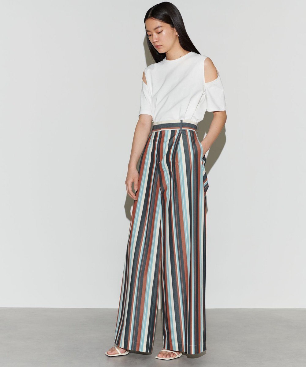 NAVE 【Nave 　洗える】ワイドストライプ　パンツ 