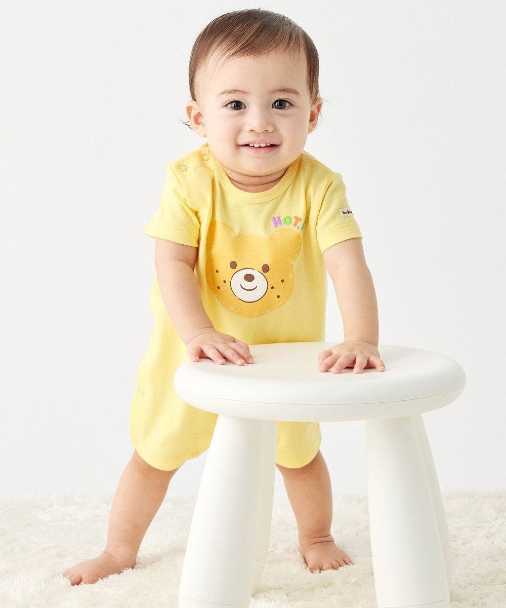 MIKI HOUSE HOT BISCUITS 【70-80cm】カラフルビーンズ フェイスプリント ショートオール 