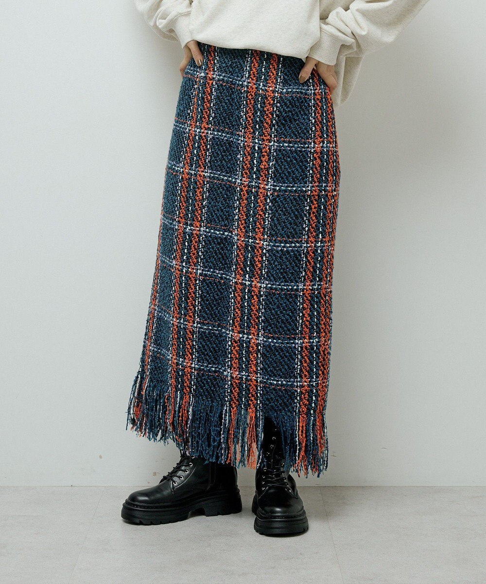 Green Parks ・ＳＵＧＡＲ　ＳＰＯＯＮ　チェックフリンジスカート 