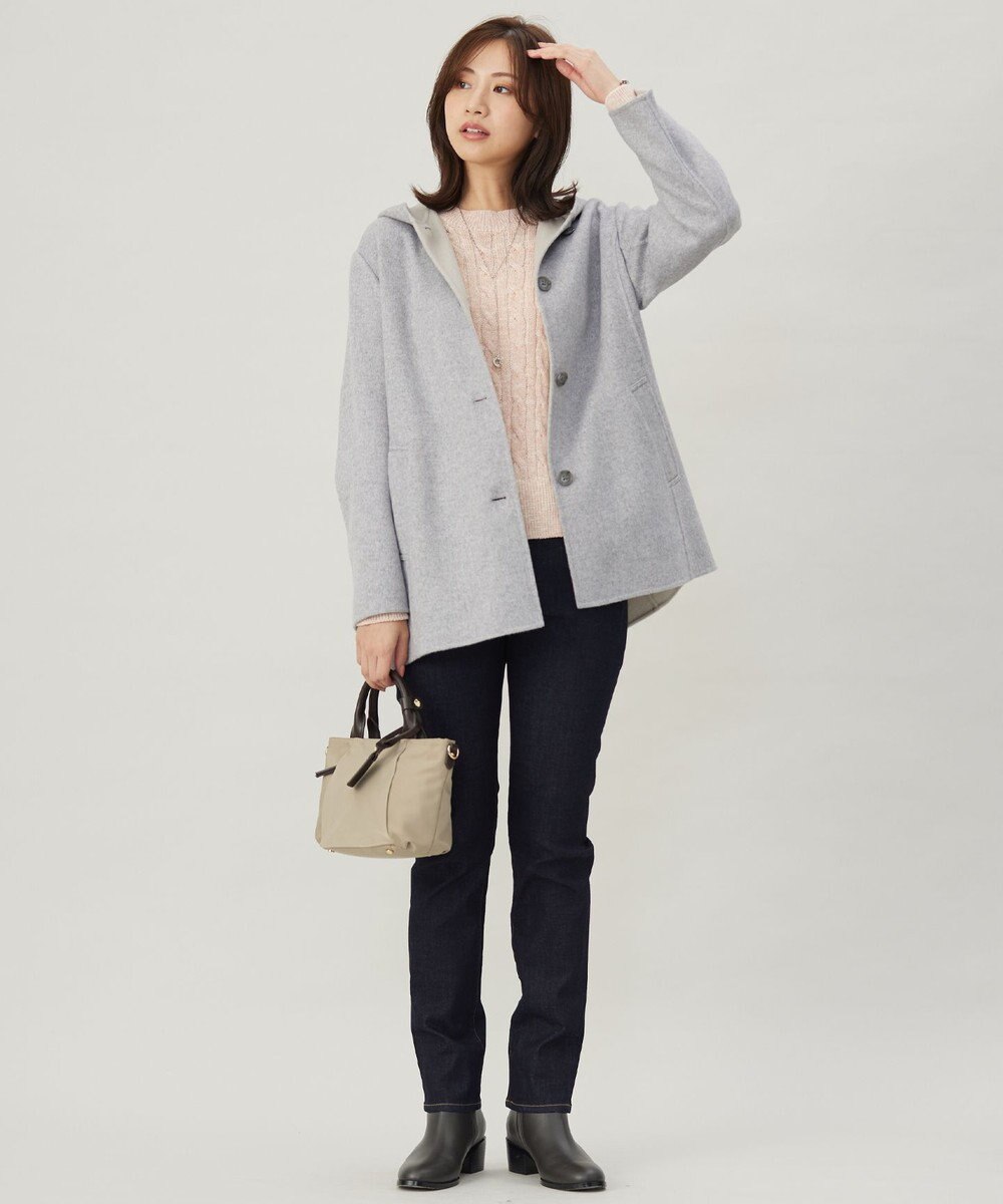 J.PRESS LADIES L ショートビーバー フーデット コート 