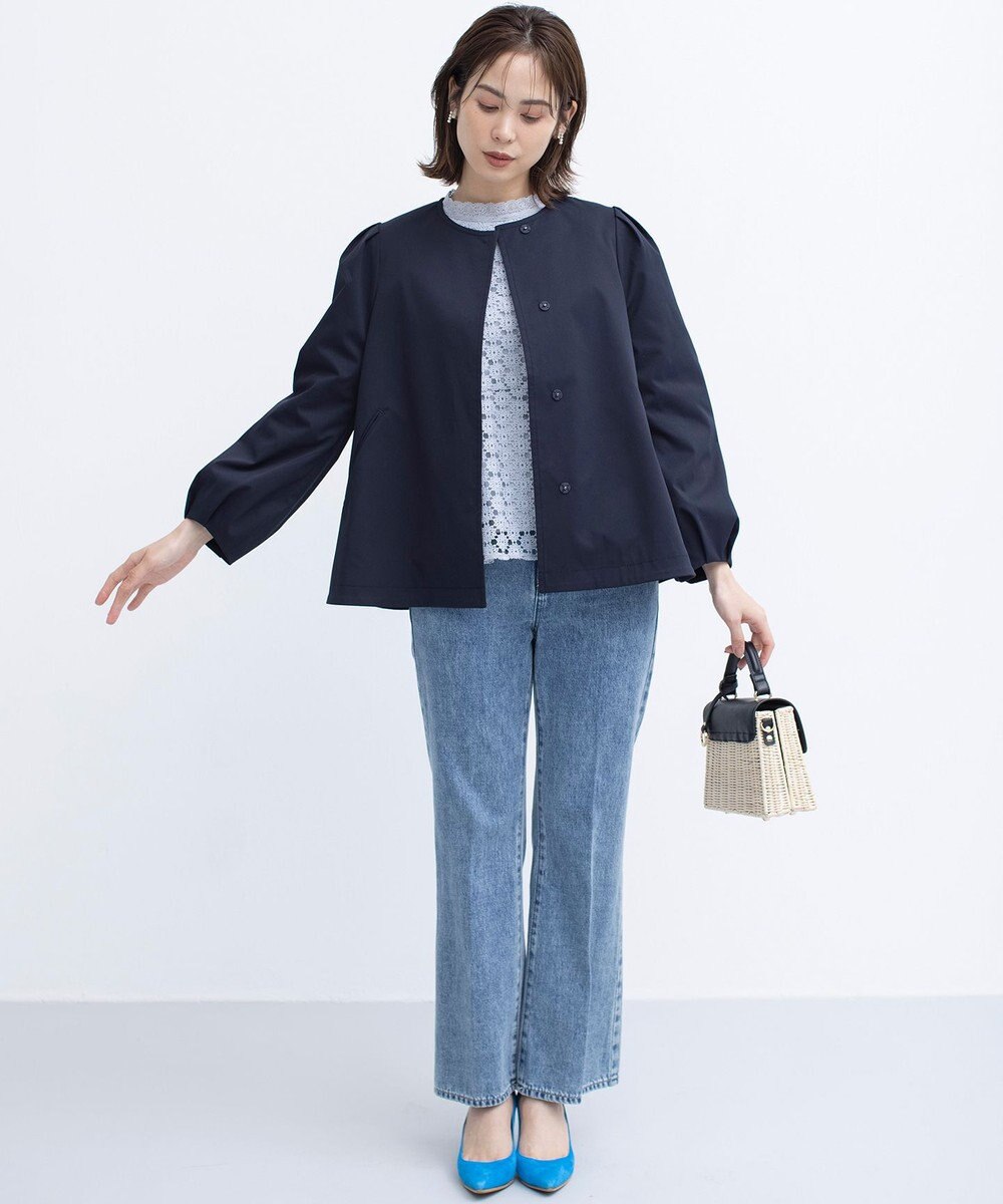 組曲 S コットンライクツイル ノーカラーショート丈コート 