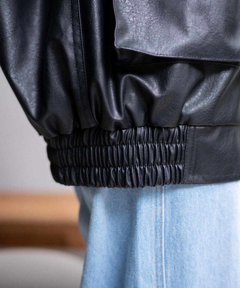 WEGO ヴィンテージライクFレザーBIGブルゾン 