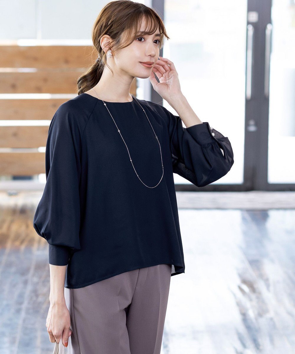 Tiaclasse 【洗える】ラグランパフスリーブブラウス 