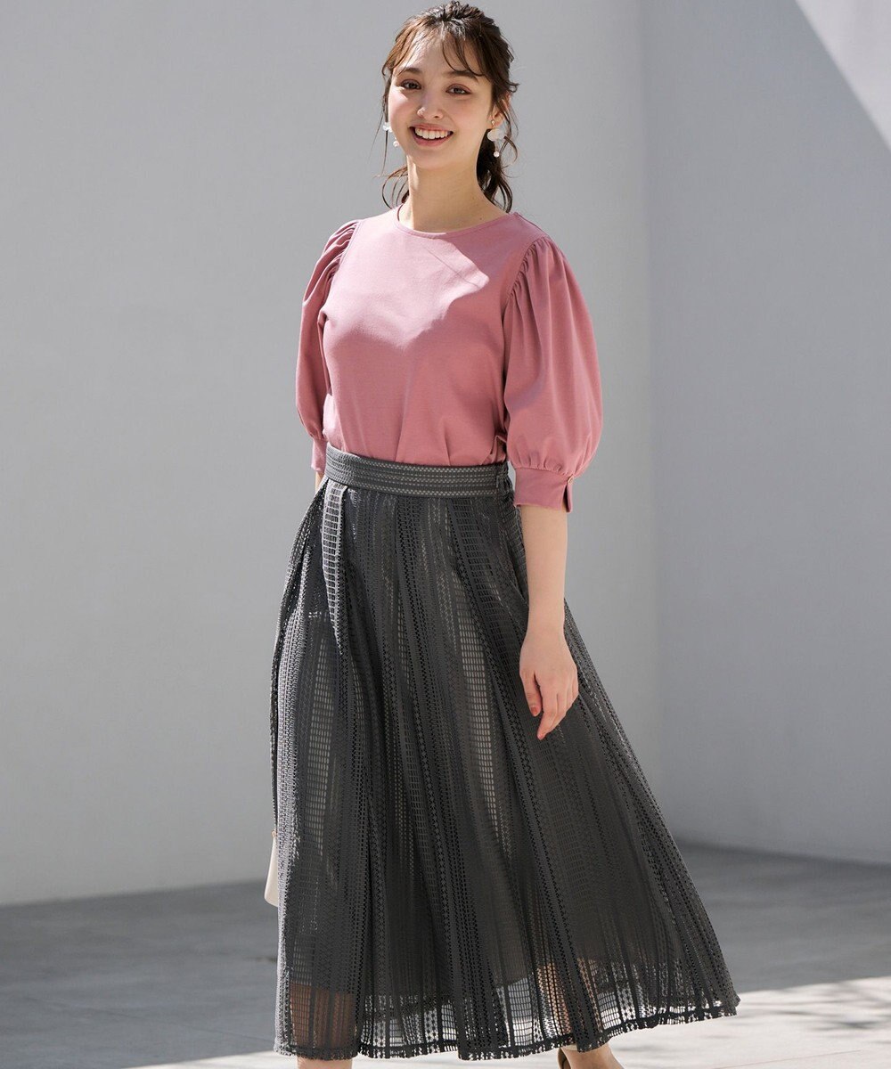 ANY SIS 【洗える】ストライプメッシュレース スカート 