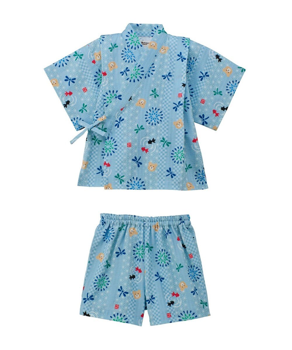 MIKI HOUSE HOT BISCUITS 【80-120cm】総柄 甚平スーツ 