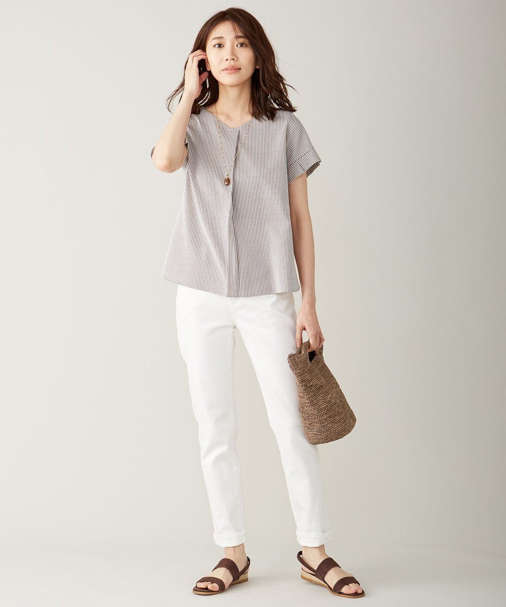 J.PRESS LADIES 【洗える】サテンストレッチ パンツ 