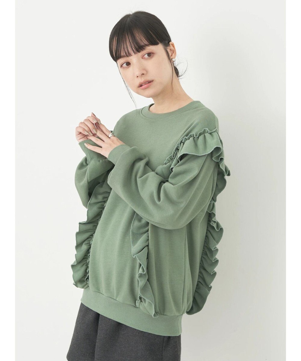 earth music&ecology フリルスウェットプルオーバー 