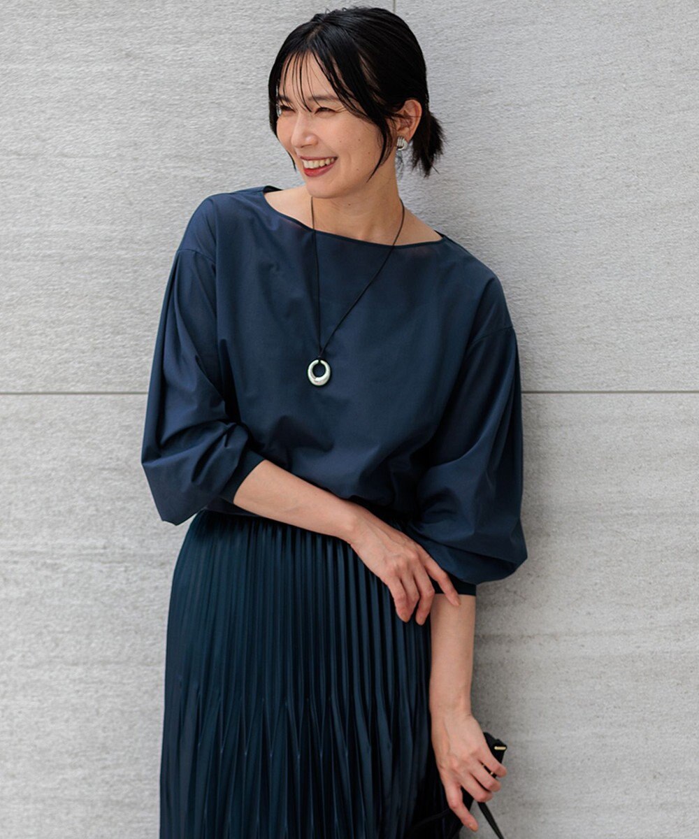 23区 S 【洗える】クリアトリコットジャージー ボートネック カットソー 