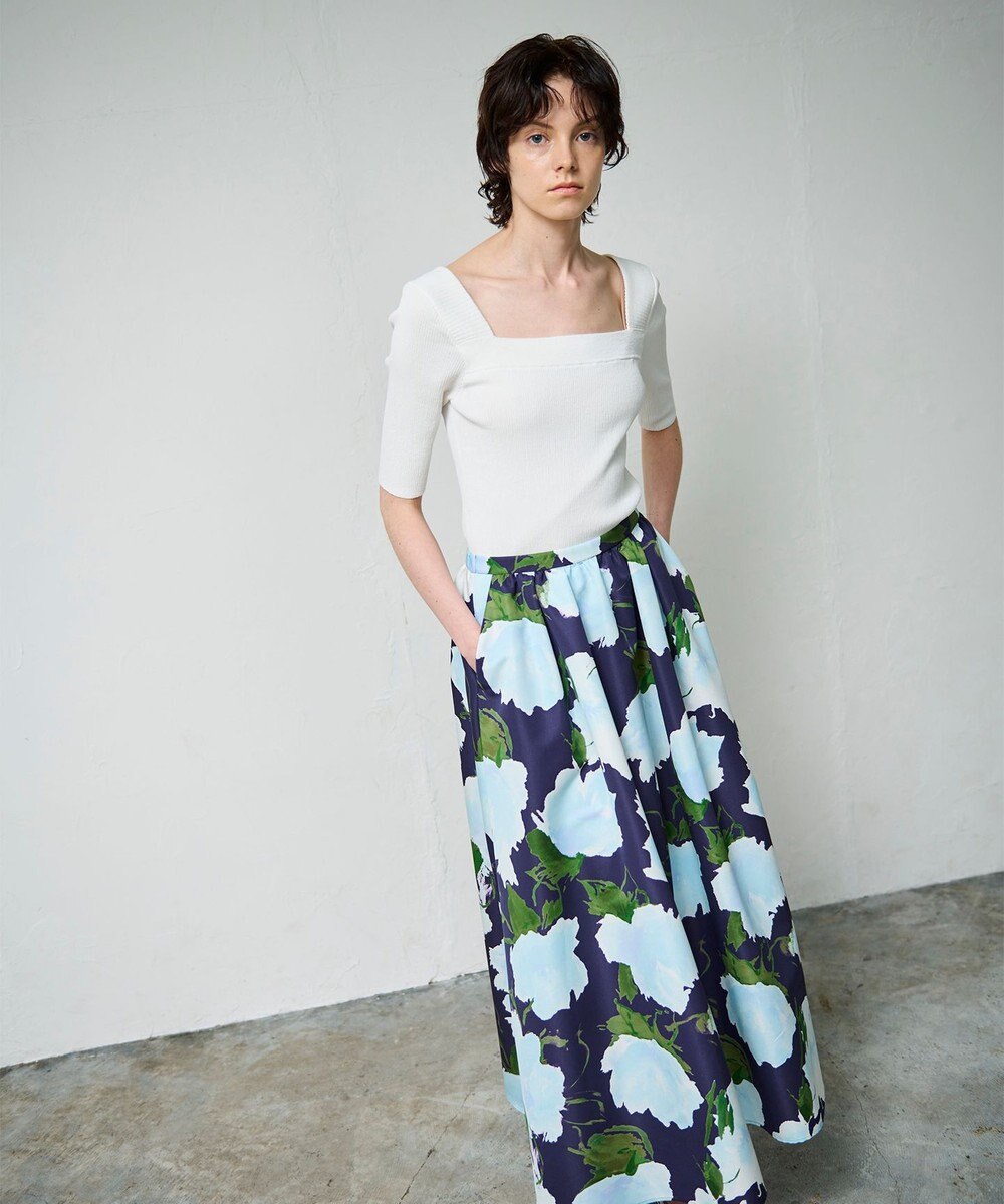 GRACE CONTINENTAL グログランボタニカルスカート 