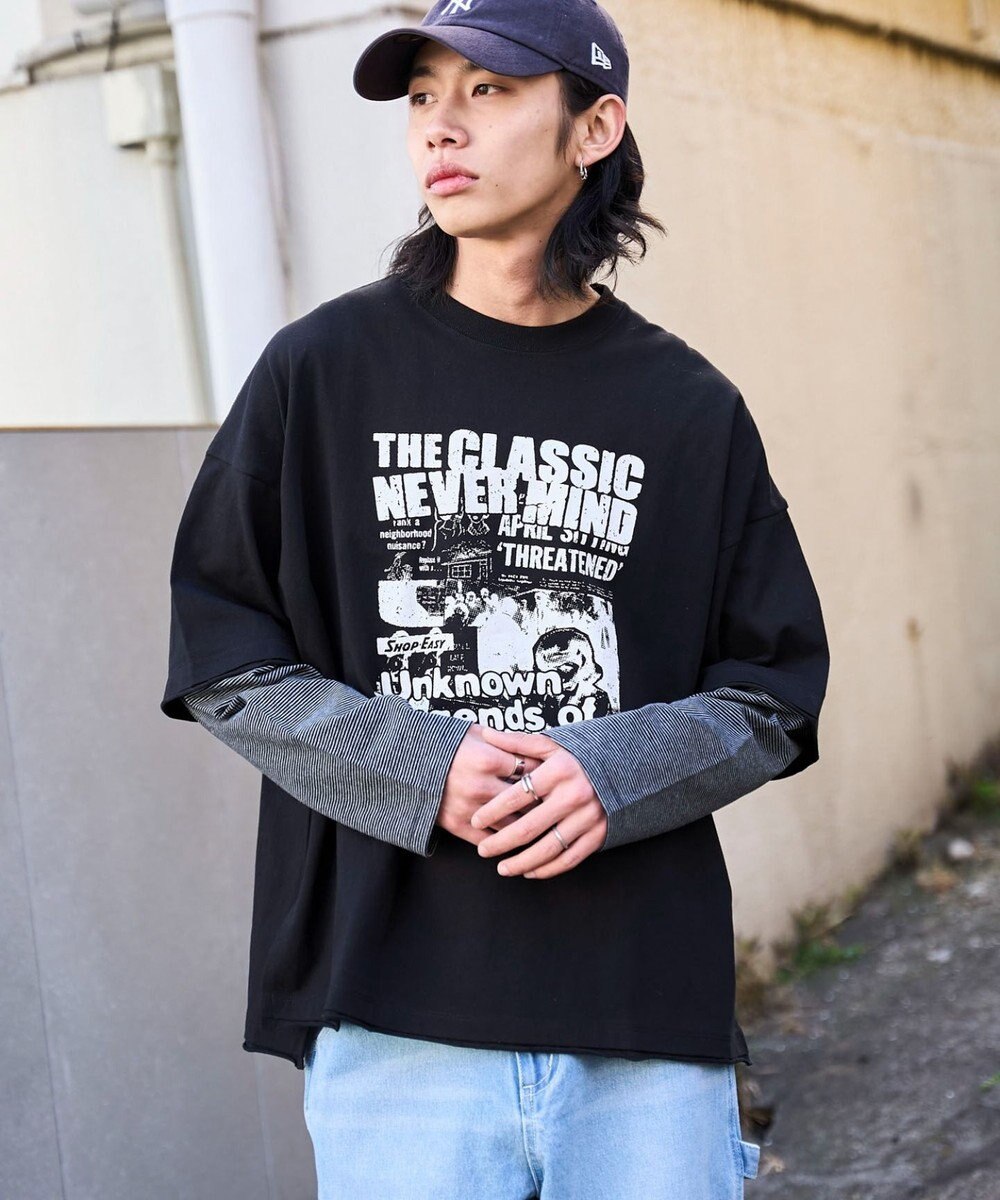 WEGO フェイクレイヤードグラフィックT（LS） 