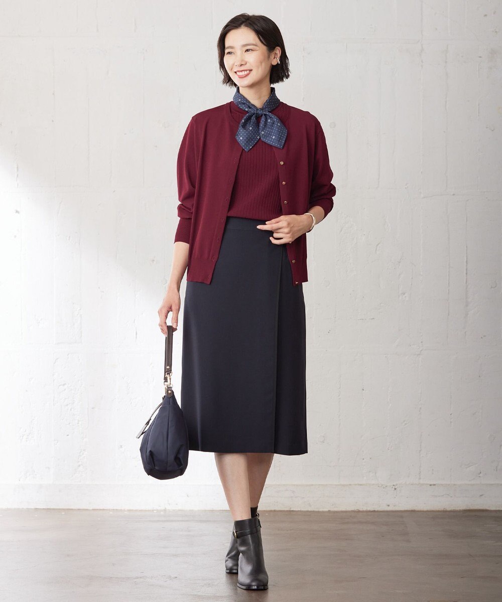 J.PRESS LADIES L 【洗える】レーヨンエリートストレッチ フレンチスリーブ ニット 