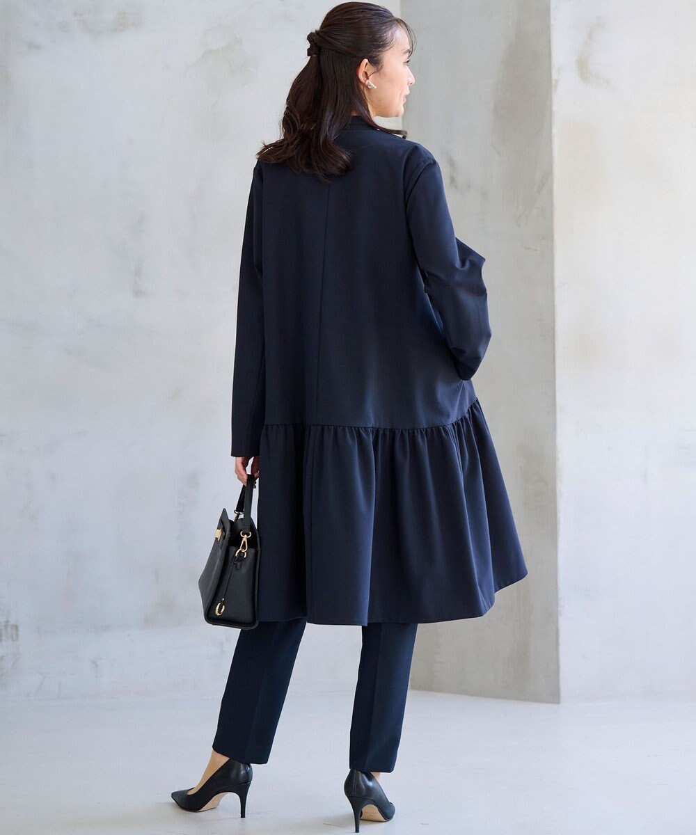 組曲 S 【KUMIKYOKU NAVY】ダブルクロスストレッチ ノーカラーコート 