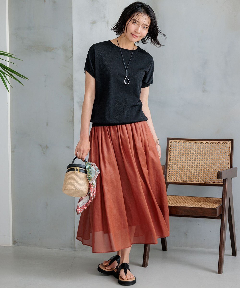 23区 S 【洗える】レーヨンポリエステルストレッチ プルオーバー ラメニット 