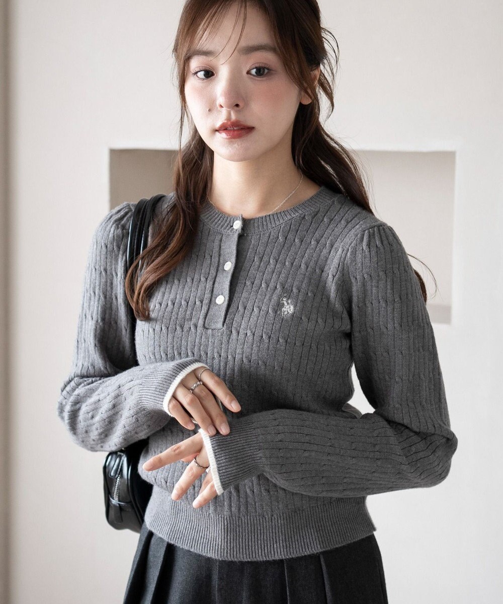 WEGO 【WEB限定/25年秋冬新作】別注USPOLOヘンリーネックニットPO 