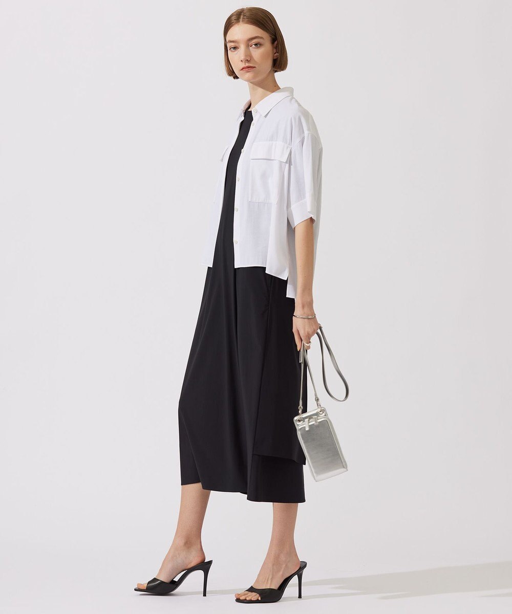 ICB 【洗える】T/Rドライリネン クロップドシャツ 