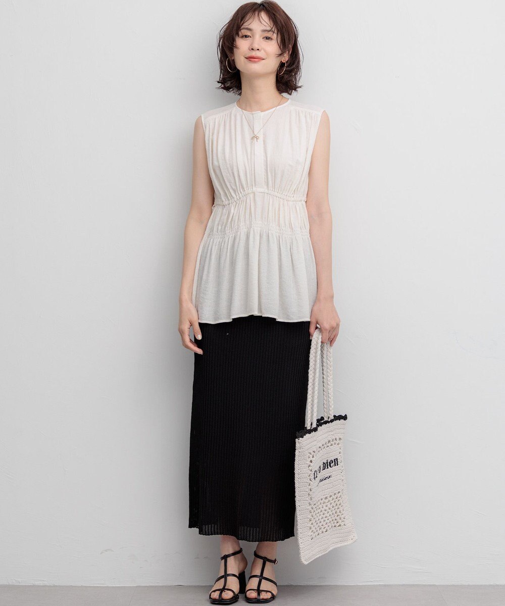 組曲 【先行予約】シアーリンクルクロス ティアードブラウス 