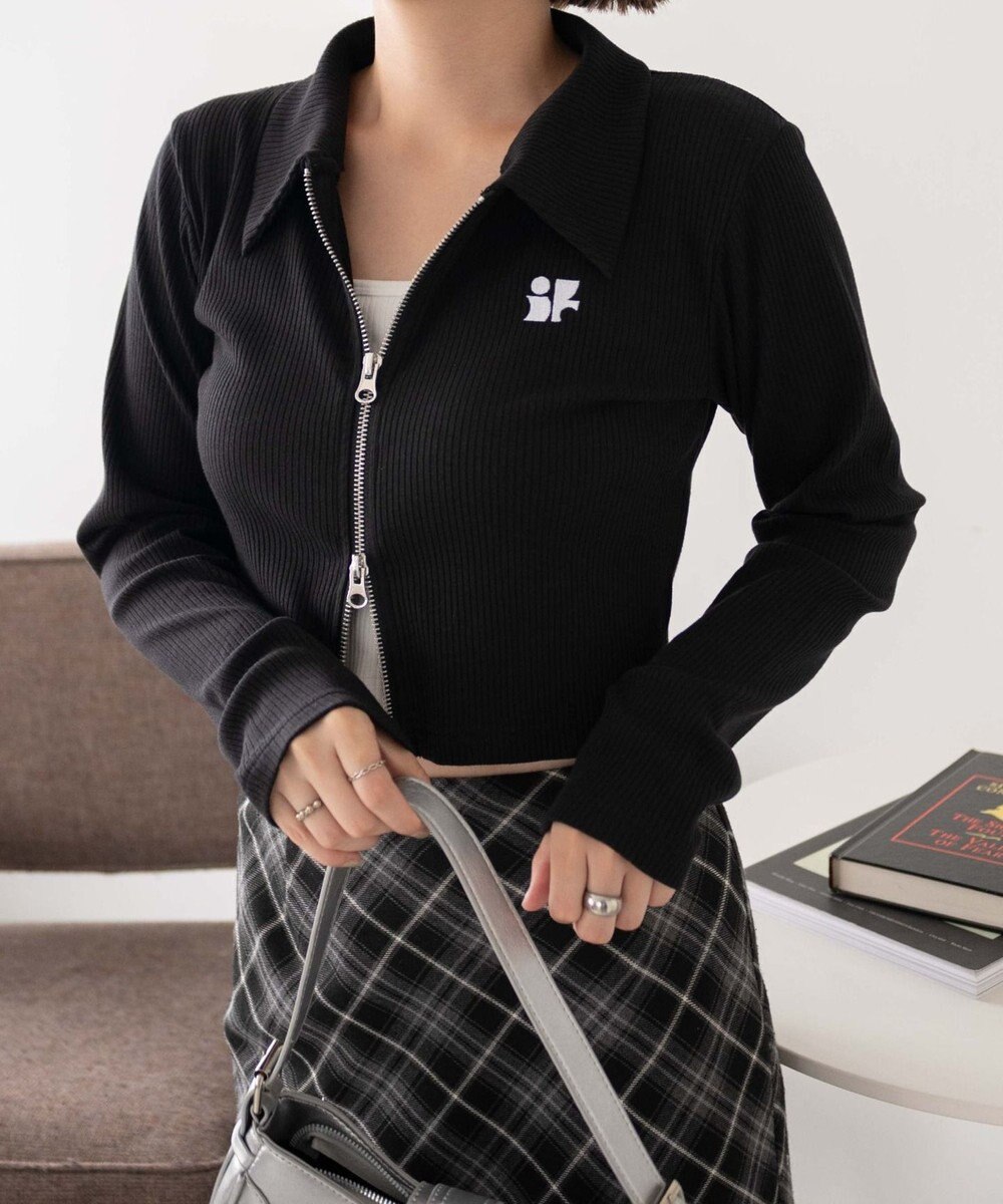 WEGO ワンポイントデザインWZIPトップス 