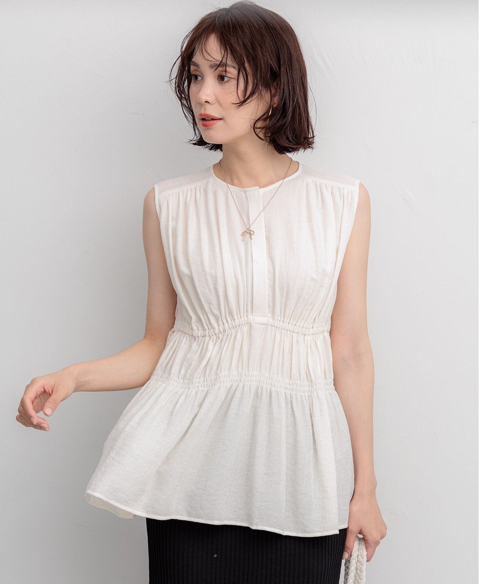 組曲 【先行予約】シアーリンクルクロス ティアードブラウス 