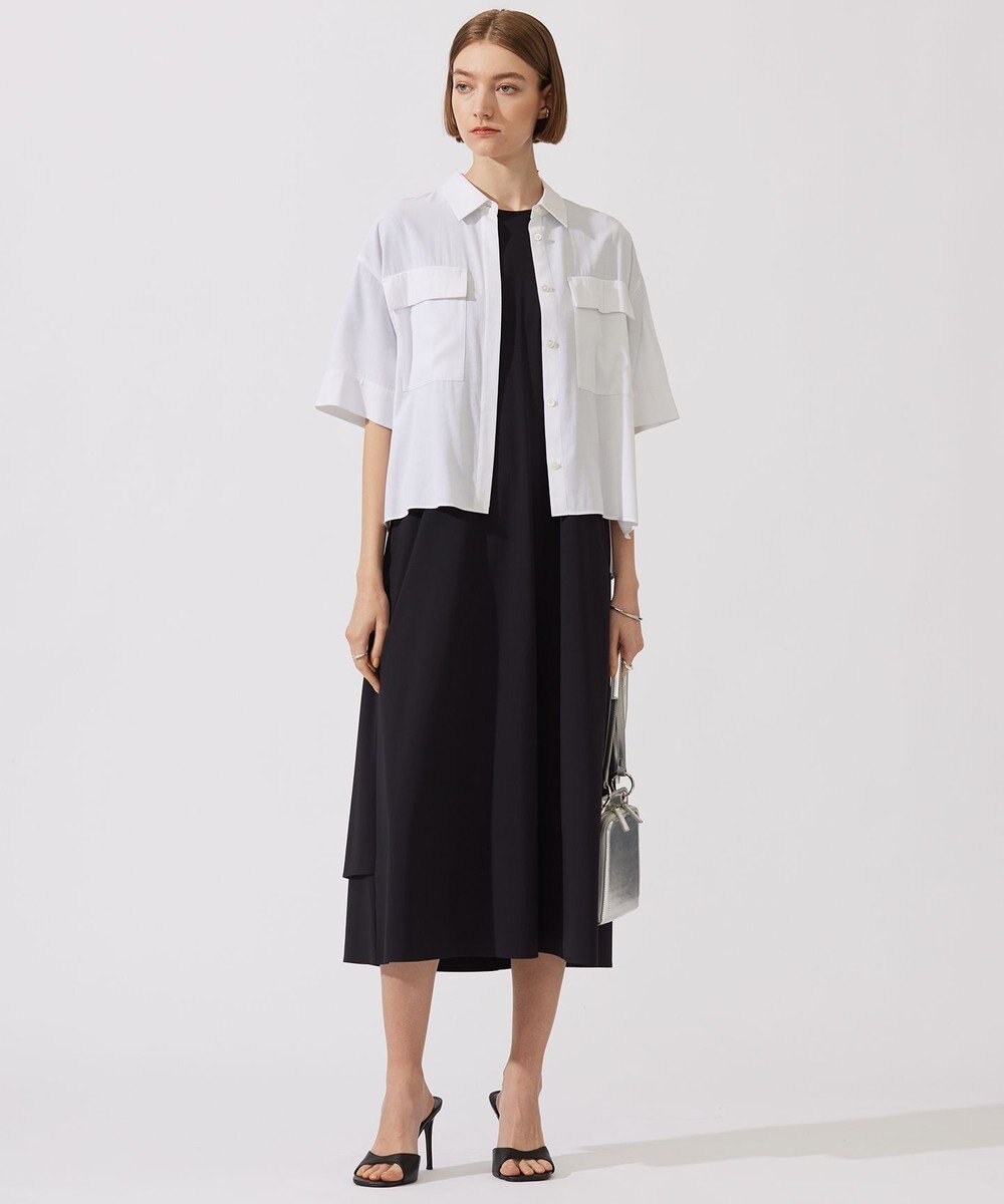 ICB 【洗える】T/Rドライリネン クロップドシャツ 