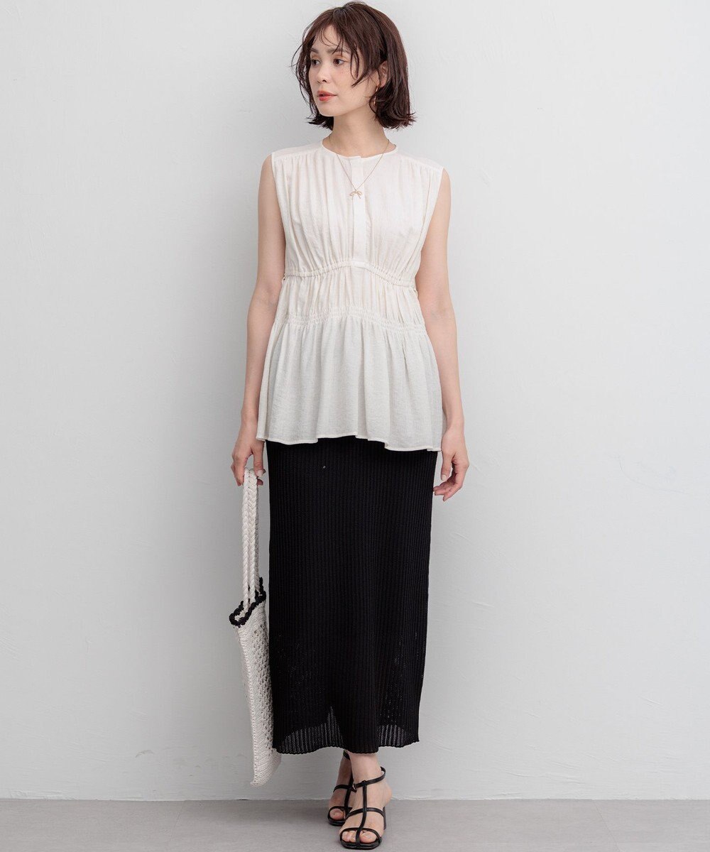 組曲 【先行予約】シアーリンクルクロス ティアードブラウス 