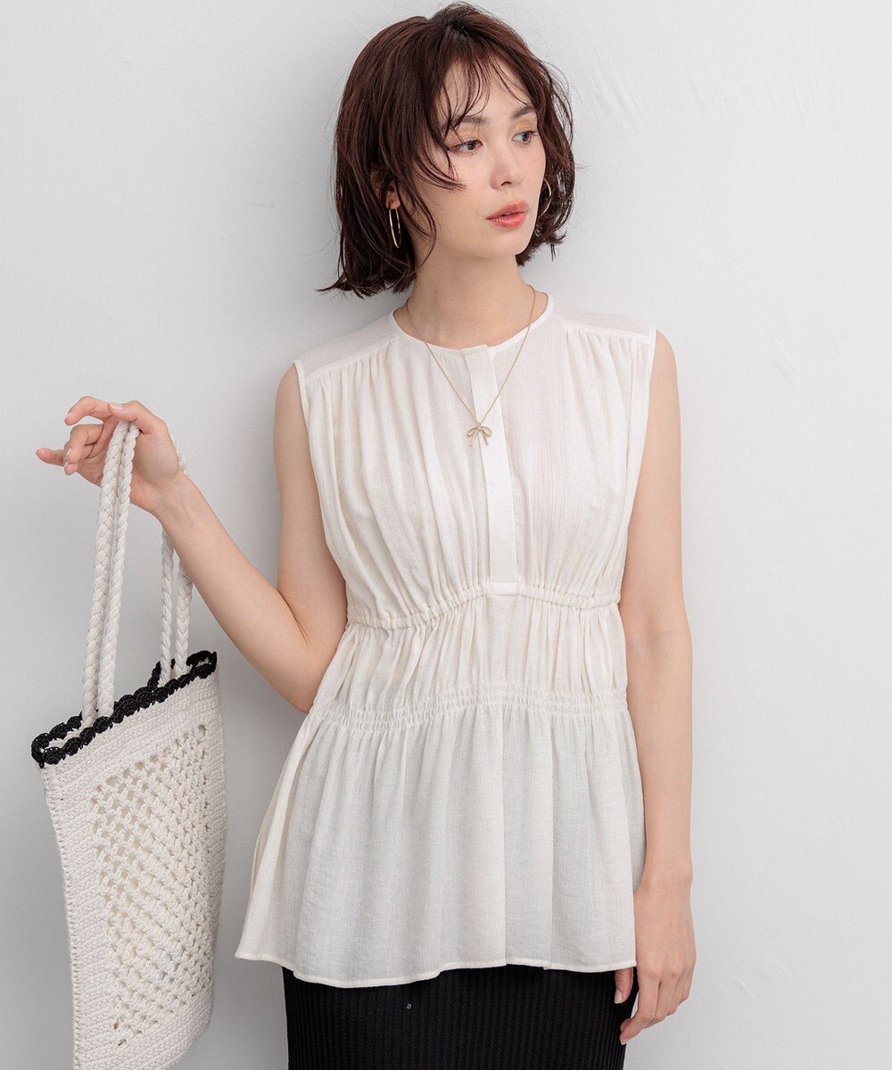 組曲 【先行予約】シアーリンクルクロス ティアードブラウス 