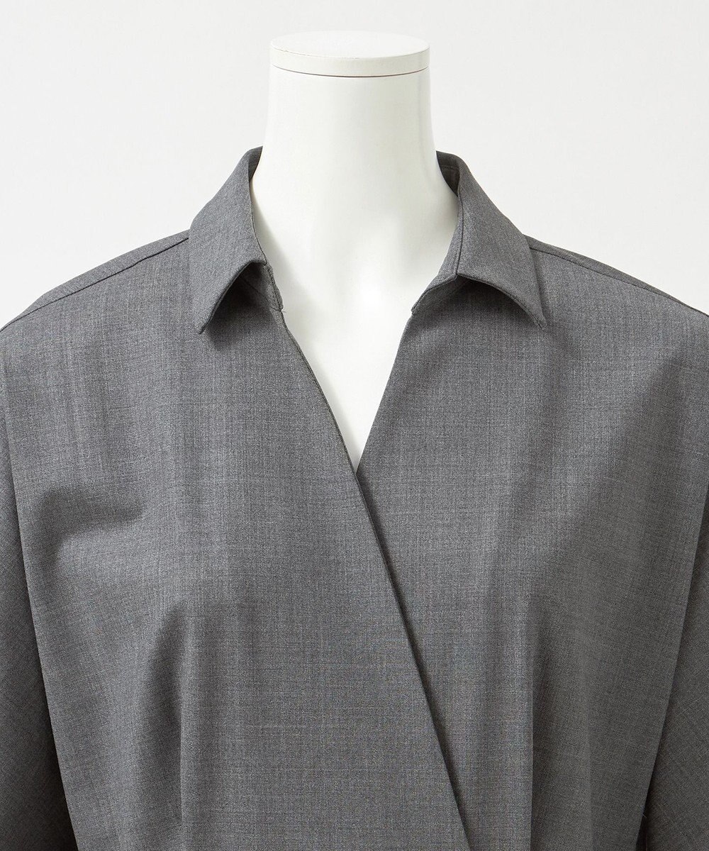 23区 L 【エステータ】ウールトロドライストレッチ カシュクールシャツ ワンピース 