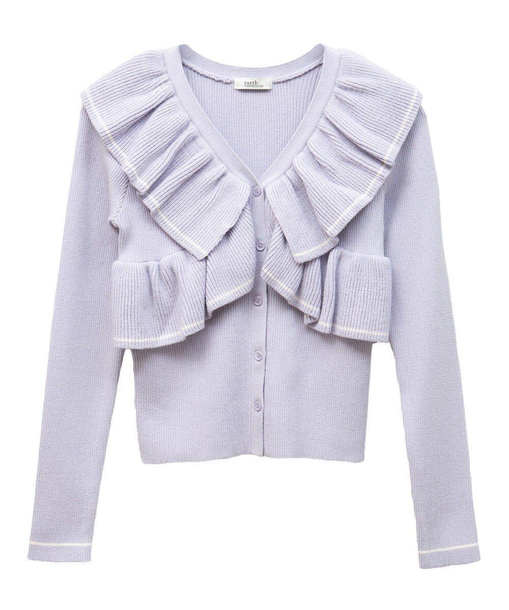 earth music&ecology Ｖネックフリルニットカーディガン 