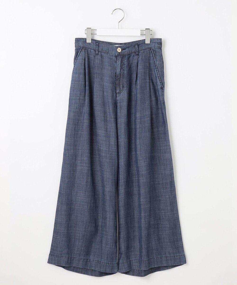 自由区 【洗える・XSサイズあり】テンセルリネンデニムワイド パンツ 