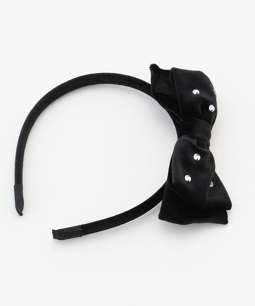 ANY KIDS ビジュー付き ベロアリボンカチューシャ 